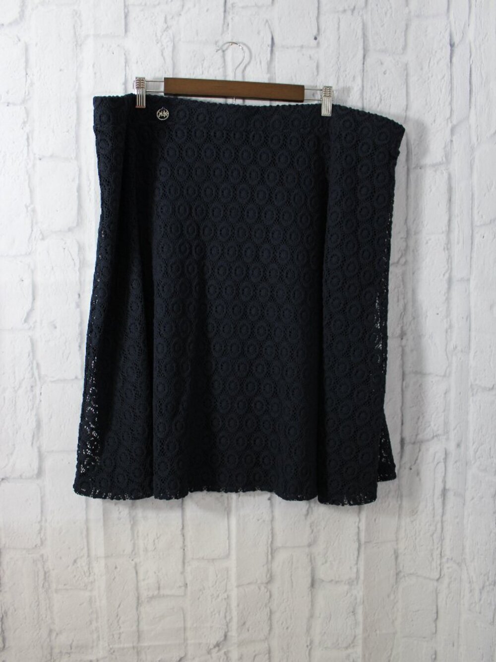 Alfani 22W Navy Blue Lace Overlay Lined Back Zip Classic Casual Midi Skirt